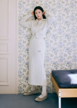 W CLASSIC LOGO MELANGE OUT POCKET SWEAT SKIRT oatmeal
